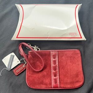 Coach Burgundy Suede Wristlet